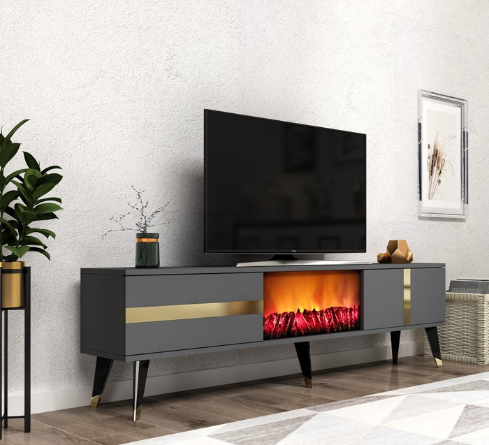 Hanah Home Vania Fireplace - Antracita, Oro